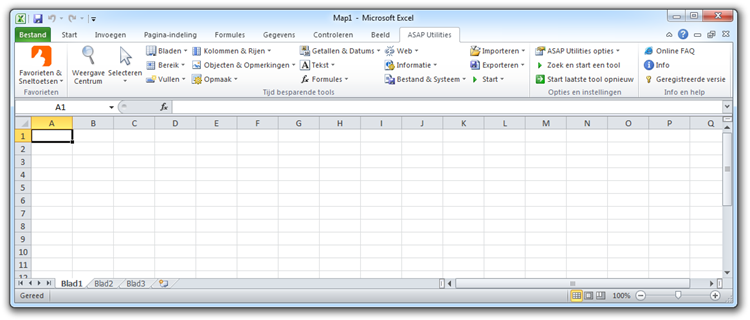 Excel 2010 met ASAP Utilities